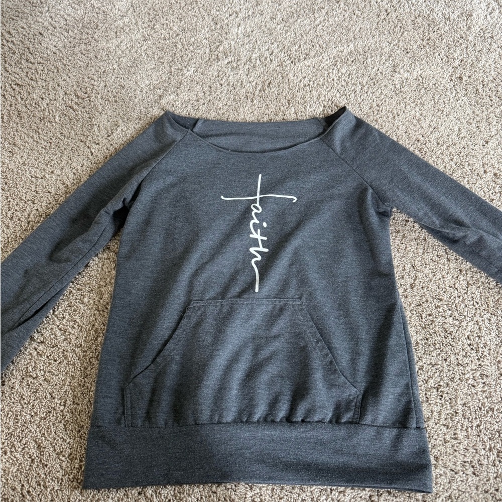 Gray Long Sleeve Faith Sweatshirt